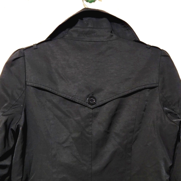 Guess Los Angeles Lightweight Black Trench Coat Size Medium - Picture 6 of 14